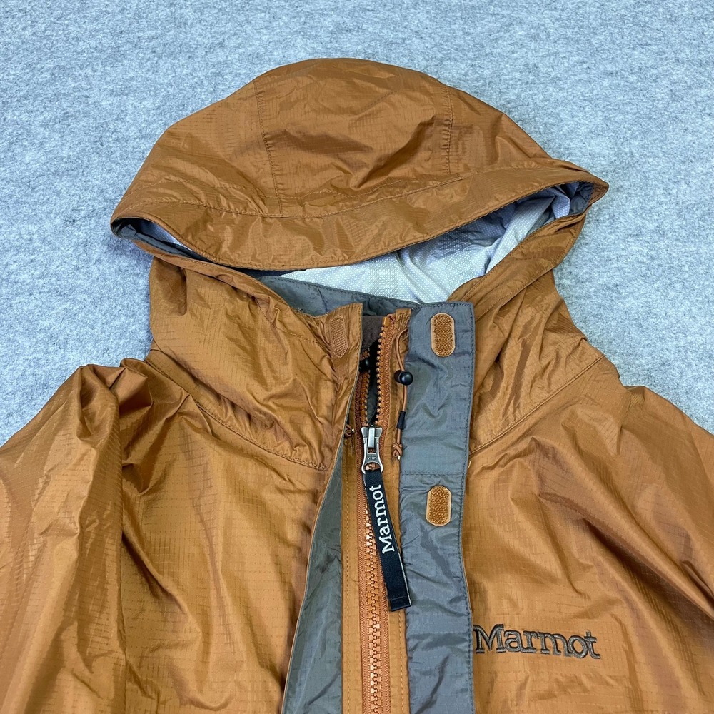 Marmot Mens PreCip Rain Jacket Large Orange Gray Waterproof Hooded Shell Vented - Picture 7 of 16